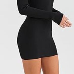Elegant Long Sleeve Black Dress